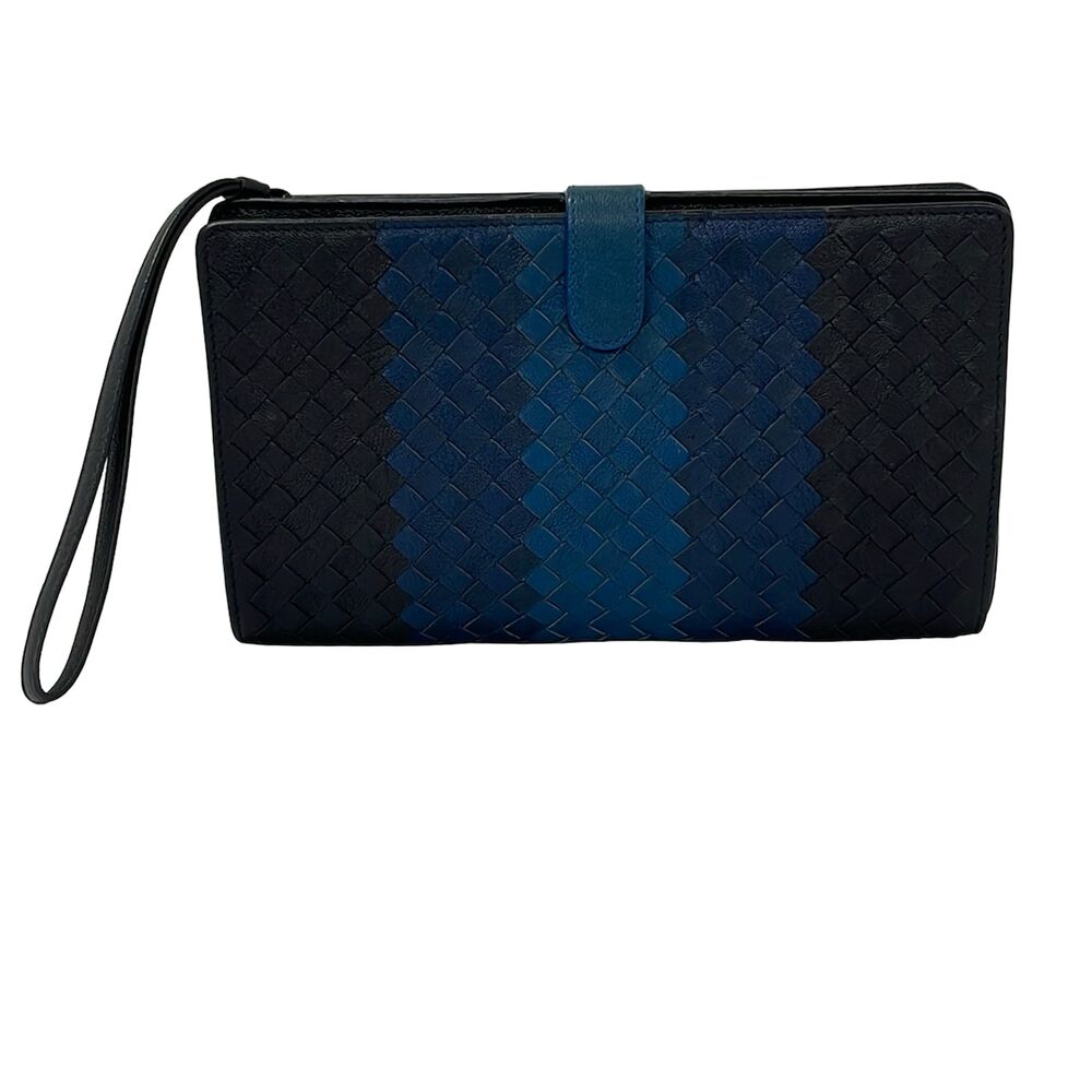 Bottega Veneta Intrecciato Clutch Bag Dark Navy Blue